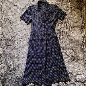 Urban Outfitters Button Front Short Sleeve Polka Dot Midi Dress